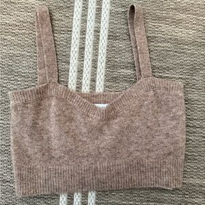 Zara Cropped Sweater Bralette Marled Brown Knit Crop Top Small